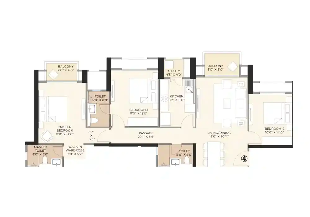 Floor Plan 3 BHK